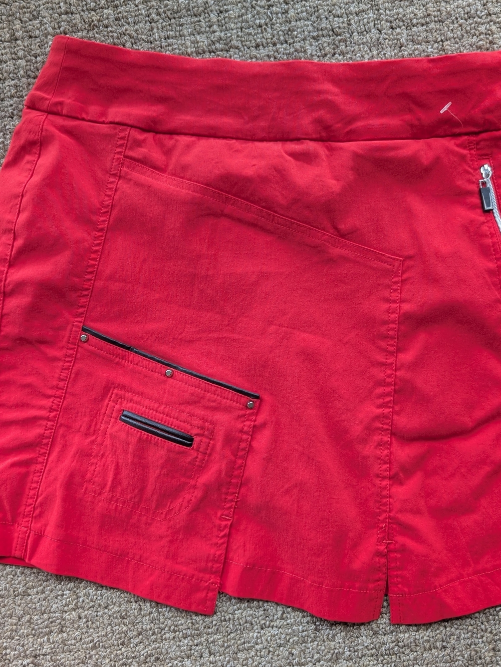jamie sadock Red Mini Skirt with Zip Pocket Detail